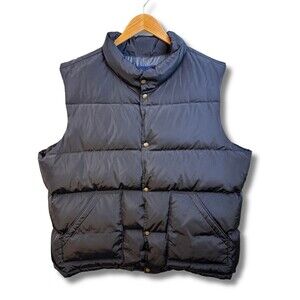 Lands' End Down Puffer Vest Men's XXL 50-52 Black 80/20 Goose Down Feather Warm